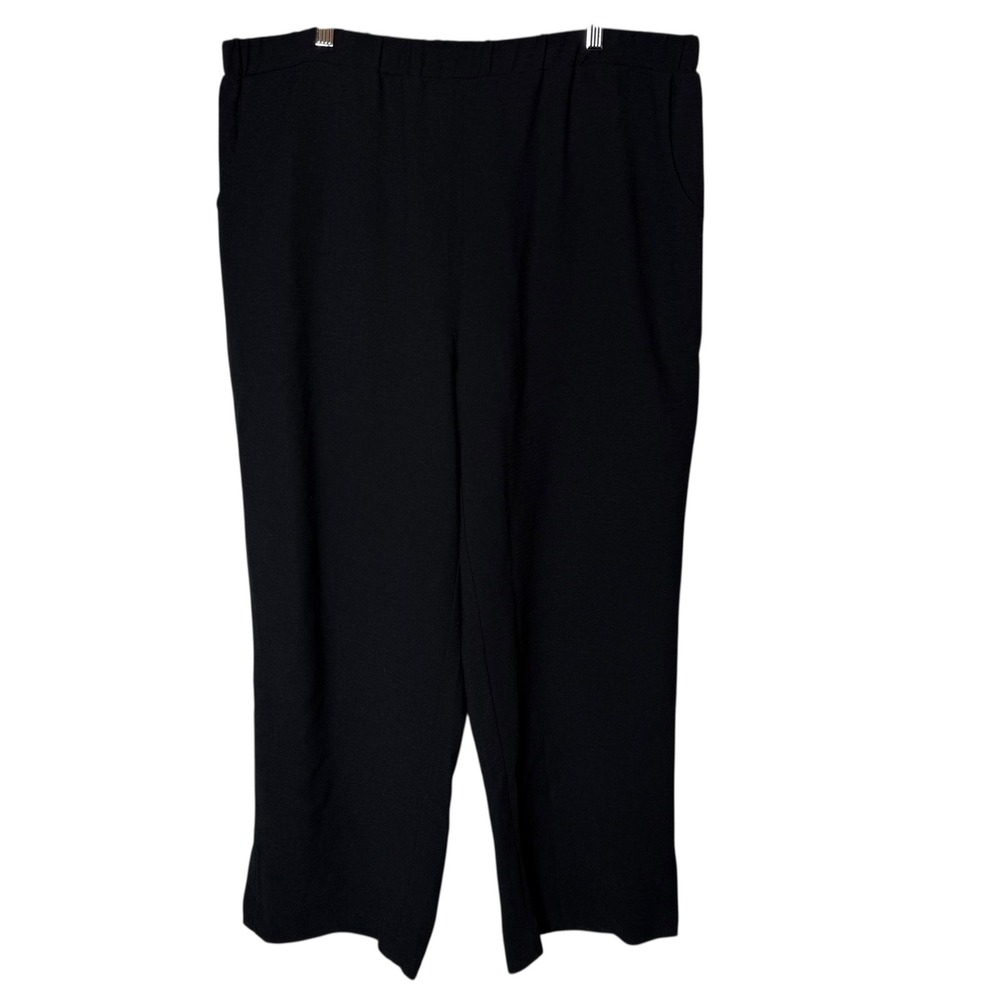 Franne Golde Pull On Tapered Pants XXL Black Crepe Knit Pockets‎ Slit